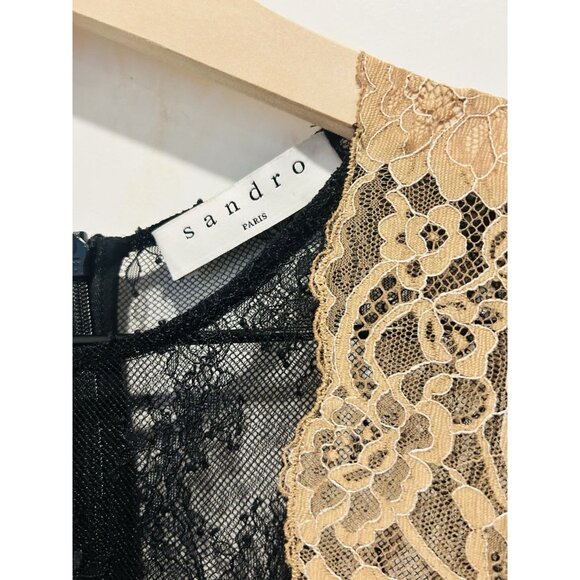 Sandro Paris Womens Long-Sleeve Dress Sz 1 (US Small) Lace Metallic MSRP $545 - Picture 7 of 16